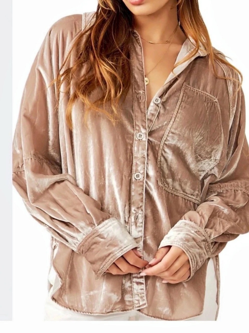 We The Free Velvet Button Down Shirt